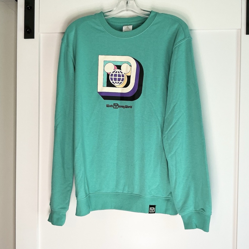 Disney World WDW Exclusive Retro "D" Teal Sweatshirt  Adult Size Medium